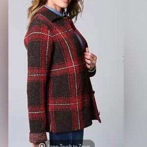 JJill Plaid Button-Front Sweater Jacket Blazer Suit Jacket Wool Blend Size XSP